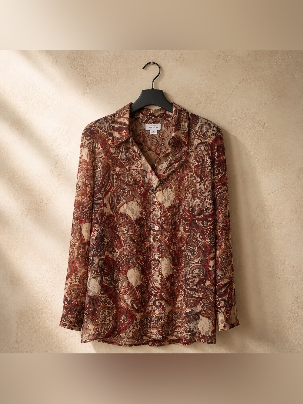 Avenue 22/24 Print Button Down Nylon Blouse